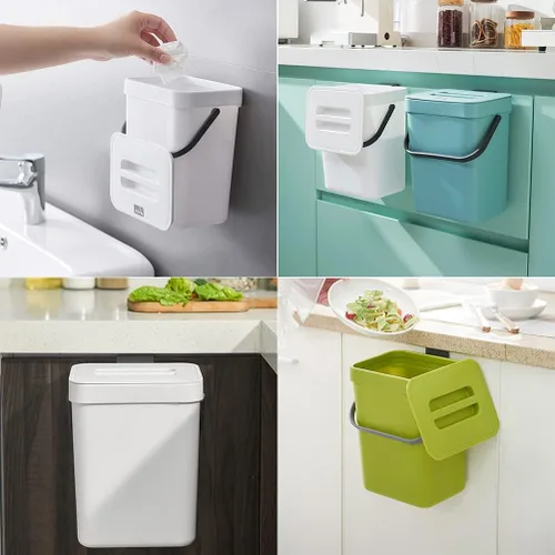 Miniatura 4 de Contenedor pequeño de compostaje de cocina de 3 litros, contenedor para encimera del hogar con tapa para compostador de basura (A)
