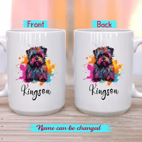 Miniatura 2 de Affenpinscher - Taza de café con nombre personalizado, regalo para perro, papá, perro, mamá, taza de cerámica blanca personalizada Affenpinscher