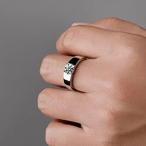 Miniatura 5 de Anillos de moissanita de 4 puntas para hombre 1 quilate de 0256in solitario de moissanita anillo de promesa de cumpleaños para hombre plata de ley