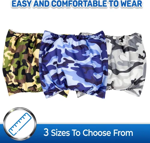 Miniatura 3 de PET MAGASIN Pañales para perros machos con forma de vientre (paquete de 3) (L, camuflaje)