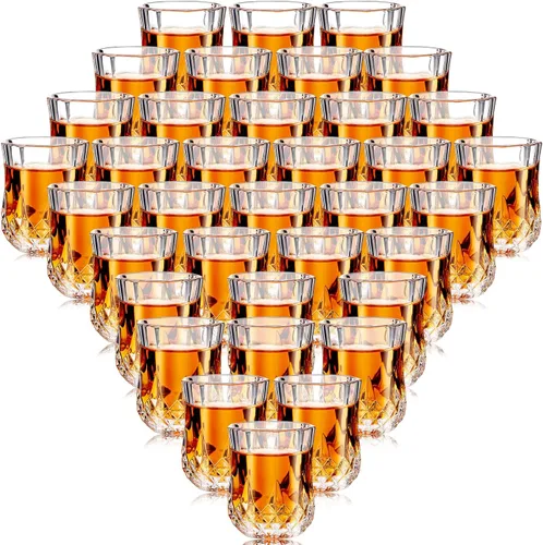Meanplan Juego de mini vasos de chupito de 1.7 onzas, vasos de degustación, base pesada, taza de chupito transparente, lindas tazas de vino Cordial