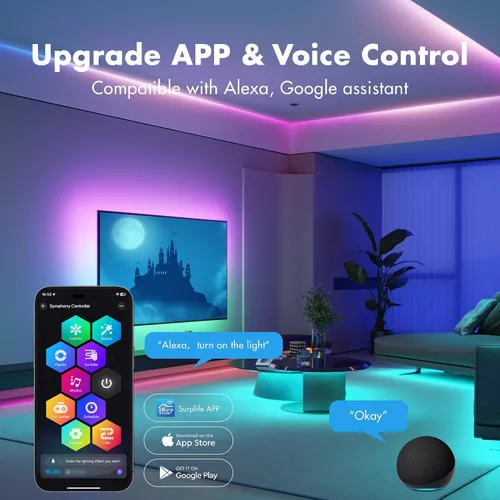 Miniatura 5 de Tira de luces LED de 50 pies, Smart IC RGB segmentado DIY cambio de color, efectos de persecución de arco iris, aplicación WiFi/control de voz