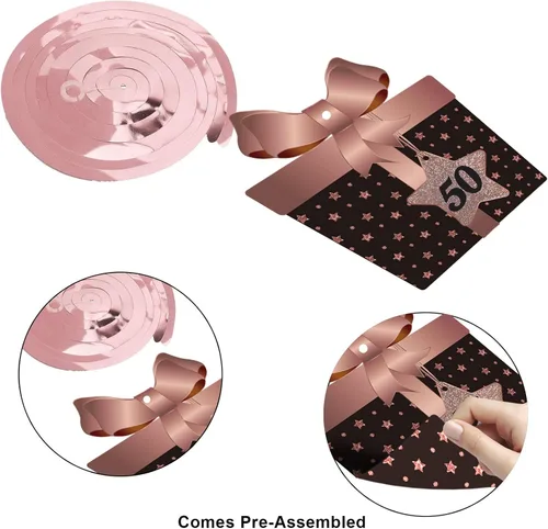 Miniatura 4 de Decoración de techo de remolinos colgantes para fiesta de cumpleaños número 50, celebración, 50 espirales colgantes de papel de aluminio