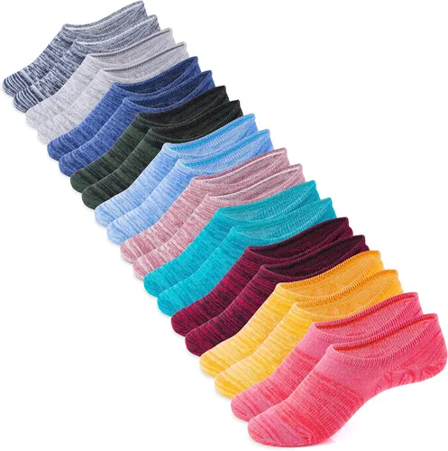 IDEGG - 10 pares de calcetines de algodón tipo invisibles (no se ven) para mujer, de corte bajo, antideslizantes, atléticos, casuales