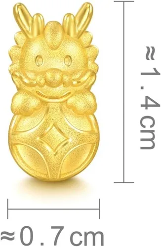 Miniatura 6 de CHOW SANG SANG 999 24K oro sólido mini encanto dragón de la suerte con moneda pulsera para mujer 94299C, Metal