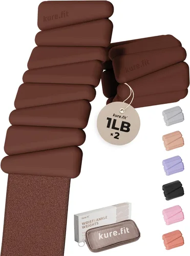 Miniatura 16 de Peso para Pilates Pesas ajustables para muñeca y tobillo para mujeres Brazaletes con peso 1 libra/ 2 libras cada una (Juego de 2)
