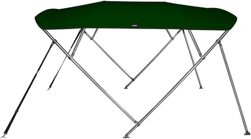 Miniatura 2 de MSC - Toldo superior de barco de 3 y 4 arcos, poliéster teñido en solución 600D, incluye 2 postes de soporte y 4 correas ajustables Verde bosque