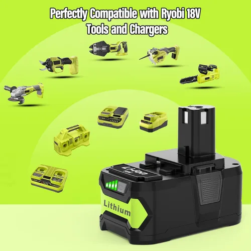 Miniatura 4 de Paquete de 2 baterías de repuesto de 5000mAh para Ryobi 18V Batería P102 P103 P104 P105 P107 P108, compatibles con herramientas inalámbricas Ryobi