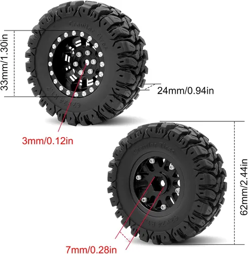 Miniatura 7 de OGRC 1.0 Plus (1.2 pulgadas) Beadlock Ruedas de 0.276 in de desplazamiento negativo llantas SS súper suaves pegajosas para TRX4M SCX24 FCX24 AX24
