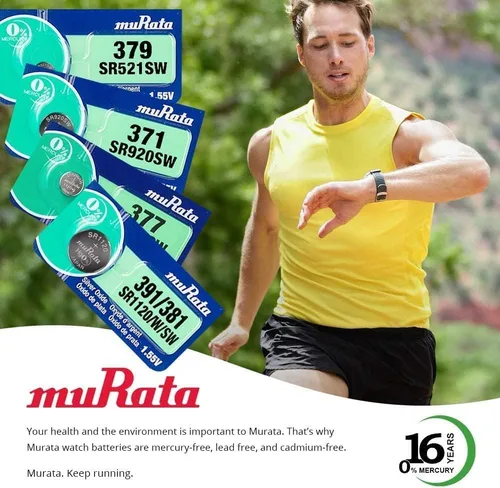 Miniatura 2 de Murata 377 SR626SW Batería 1.55V Celda de botón de reloj de óxido de plata - Sustituye a Sony 377 (2 baterías)