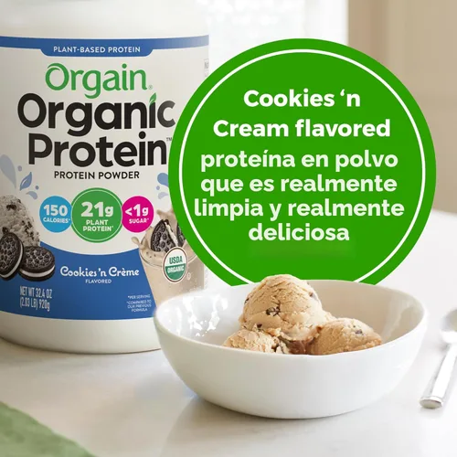 Miniatura 6 de Orgain - Proteína orgánica vegana en polvo, galletas y crema - 21g de proteína a base de plantas, 7g de fibra prebiótica, bajo en carbohidratos