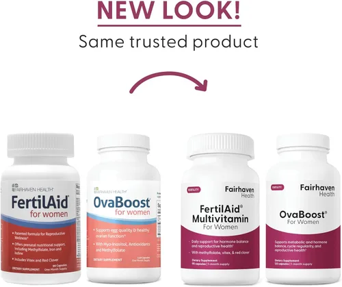 Miniatura 8 de FertilAid para mujeres y Ovaboost Combo, suplemento de fertilidad femenina y vitamina de fertilidad natural con mio-inositol, vitex y vitaminas