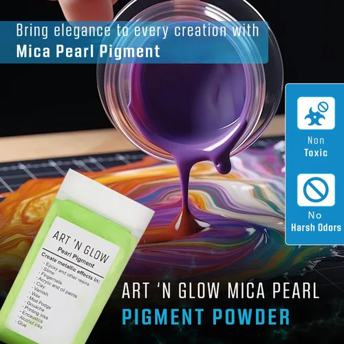 Miniatura 5 de Art 'N Glow Pigmento en polvo de perla de mica, 0.88 onzas, pigmento de perla fina para resina epoxi, gran opción para creativos, pinturas