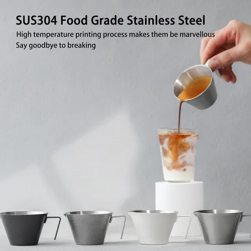 Miniatura 7 de MHW-3BOMBER Taza medidora de café expreso de 2 onzas, tazas de acero inoxidable con asa para salsa de tomate, salsa de bistec, postres, bebidas