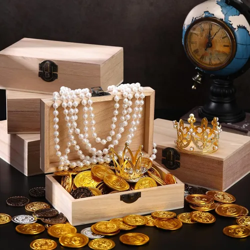 Miniatura 7 de Yookeer 8 cajas de madera sin terminar con tapa con bisagras, caja de madera a granel para manualidades, cierre frontal, almacenamiento de madera