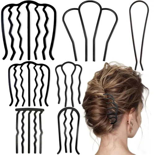 7 piezas de peines laterales de metal para el cabello, pinza de horquilla con dientes, alfiler para el cabello, clavos para peinado de moño, peines