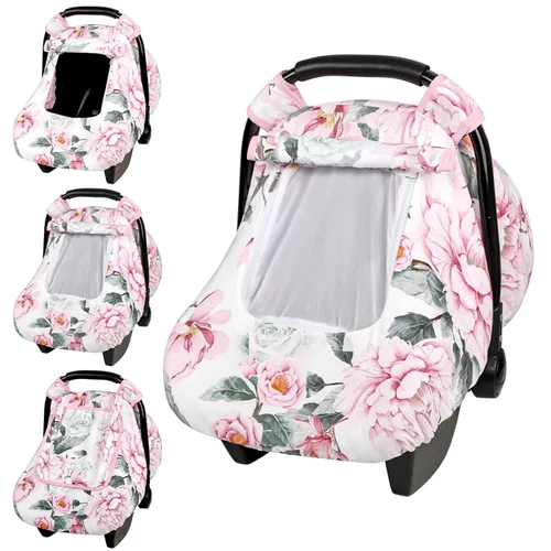 Miniatura 23 de Pea Pod Funda de Asiento de Automóvil para Bebé Niñas, Fundas de Asiento de Automóvil Infantil Arcoíris con Capota para Recién Nacidos, 2 Capas