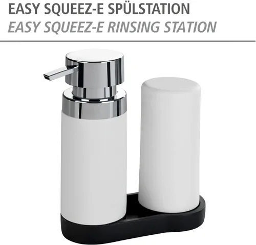 Miniatura 2 de WENKO Estación dispensadora de jabón para platos para fregadero de cocina, botella exprimible para lavar líquidos y jabón de manos, botellas Blanco