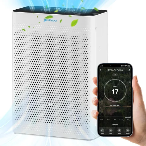 HEYAXA Purificadores de aire para el hogar, habitación grande de hasta 2000 pies cuadrados con monitor de calidad del aire, recordatorio de filtro,