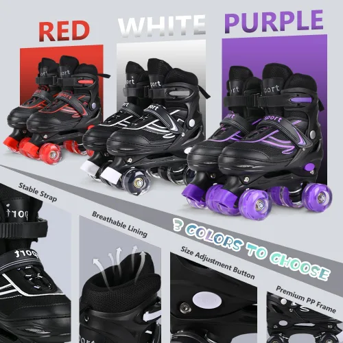 Miniatura 6 de Patines en línea G MGY OLED para niños pequeños, patines ajustables en 4 tallas con todas las ruedas iluminadas, patines iluminados divertidos