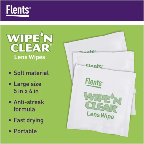 Miniatura 3 de Flents Toallitas limpiadoras de lentes – 225 unidades (3 cajas de 75) paños de limpieza prehumedecidos envueltos individualmente antirayas
