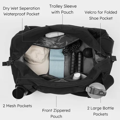 Miniatura 6 de Bolsa de gimnasio para hombre con compartimento para zapatos y bolsillo húmedo, bolsa de lona convertible y mochila de gimnasio, bolsas deportivas
