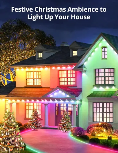 Miniatura 2 de RGB+IC - Luces permanentes para exteriores para jardín de casa, 50 pies, luces de alero inteligente, luces de cadena, IP67 impermeable