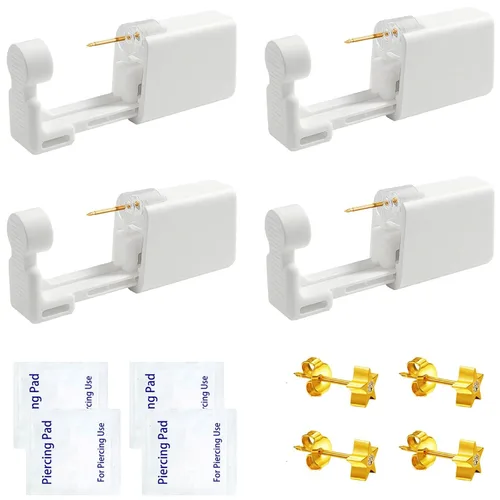 Miniatura 12 de Kit de piercing de oreja desechable con aretes de circonita de varios tamaños, kit de perforación de oreja fácil y auto para su propio uso en casa