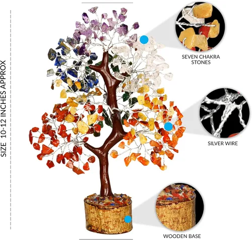Miniatura 3 de PYOR Árbol bonsái de cristal de 7 chakras, 10-12 pulgadas, rojo, amatista, lapislázuli, cornalina, cuarzo transparente, aventurina amarilla