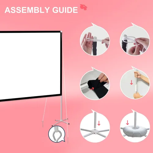 Miniatura 2 de Pantalla de proyector con soporte de 120 pulgadas: Pantalla de proyección plegable y portátil 16:9 4K HD Pantalla de película ligera sin arrugas