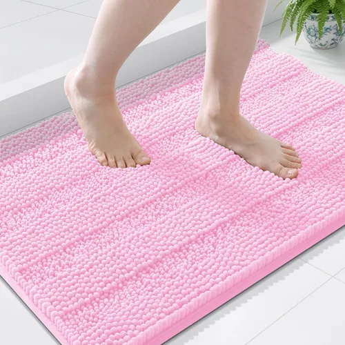 Miniatura 7 de Grandaily Alfombras de baño de felpilla a rayas de 24 x 16 pulgadas, extra gruesas y suaves, absorbentes, parte trasera de goma, alfombra de ducha