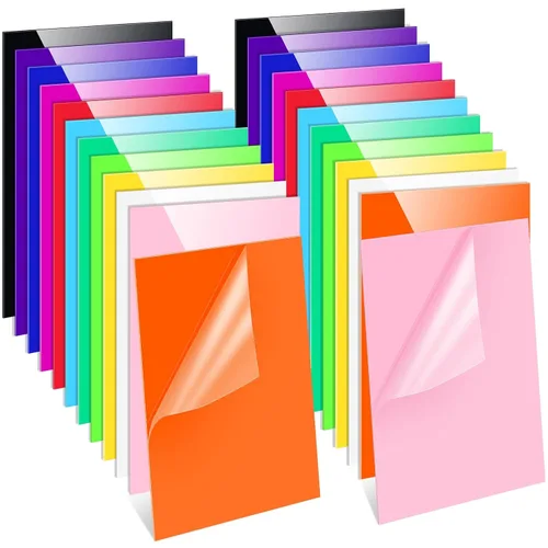 Remerry 24 piezas de láminas acrílicas de 12 x 8 pulgadas en colores opacos, 12 colores con paneles de papel protector para proyectos de bricolaje,