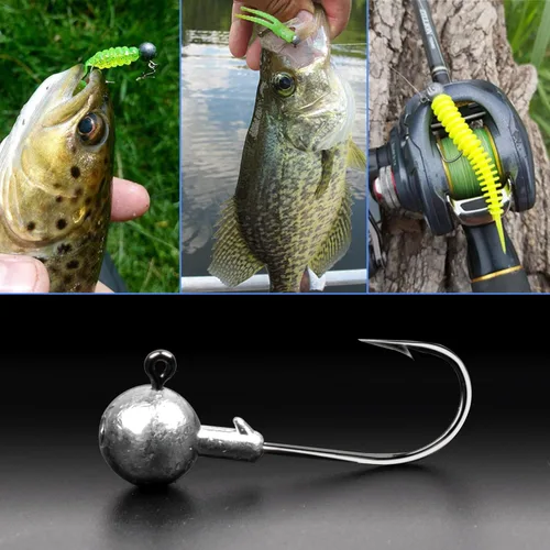 Miniatura 9 de Cabezas de plantilla de anzuelos de pesca, cabezas de plantilla de crappie, cabezas de plantilla sin pintar, bolas redondas, ganchos afilados