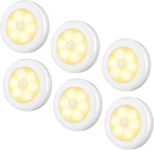 AMIR Luz con Sensor de Movimiento Mejorada de 3.15" para Interiores, Inalámbrica con Batería, Luces LED Nocturnas Adhesivas para Armario, Escalera,