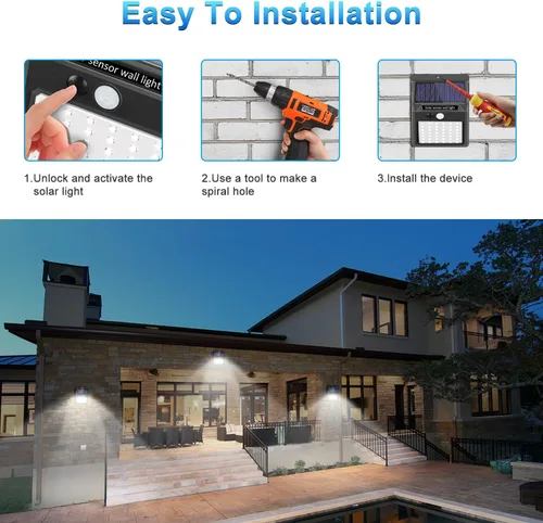 Miniatura 6 de Luces solares para exteriores [42 LED/3 modos de trabajo], SEZAC luces solares de seguridad con sensor de movimiento solar, inalámbricas, IP 65