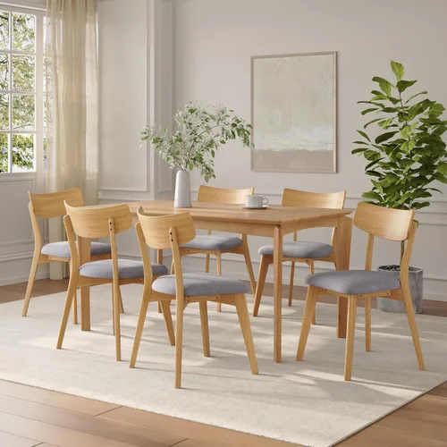 Miniatura 10 de Dining Chairs Set of 2, Mid Century Modern Dining Chairs with Curved Backrest and Wood Legs, Walnut Finished Frame Upholstered Dining Room Chairs