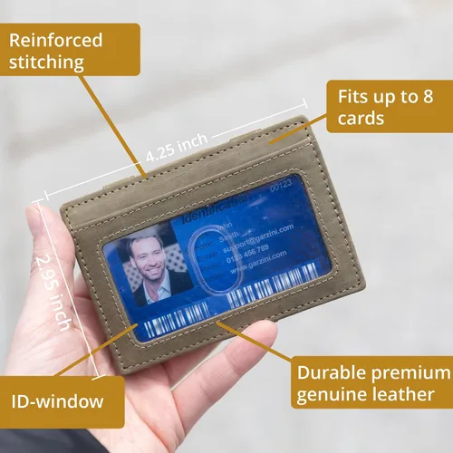 Miniatura 4 de Garzini Magic Wallet con ventana de identificación, cartera minimalista con tarjetero RFID, cartera de piel para 8 tarjetas