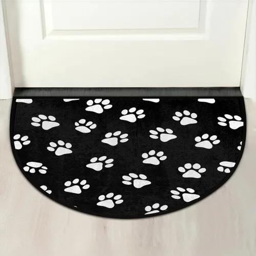 Miniatura 4 de AUUXVA Tapete semicircular con estampado de patas de perro, para entrada interior, huellas, cachorros, antideslizante, absorbente, 24 x 36 pulgadas