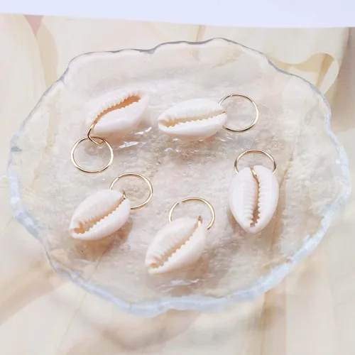 Miniatura 4 de Juego de anillos para el cabello de concha bohemia, pinzas trenzadas doradas, bucles para el cabello de rastas y accesorios de joyería africana