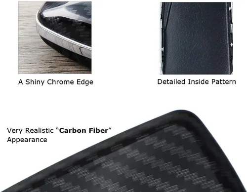 Miniatura 7 de iJDMTOY Carcasa para llavero con acabado de fibra de carbono negro brillante compatible con llave inteligente Cadillac ATS CTS CT6 ELR XTS XT5 SRX