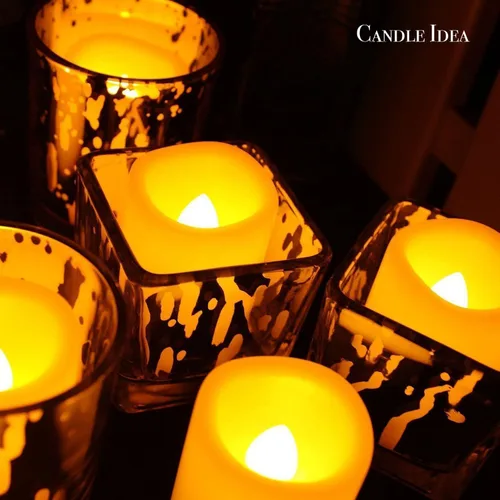 Miniatura 3 de 12 velas votivas LED parpadeantes sin llama tipo té con control remoto, juego que funciona con baterías/velas eléctricas para exteriores