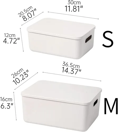 Miniatura 6 de Yishyfier Cestas de Almacenamiento de Plástico con Tapa Contenedor Organizador Contenedores Organizadores de Tejido de Punto con Tapa para Estantes