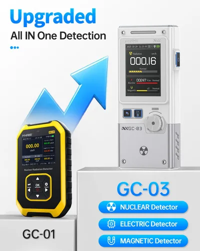 Miniatura 2 de FNIRSI GC-03 Contador Geiger Detector Electromagnético, Detector de Radiación Nuclear 3en1, Medidor EMF, No Soporta Detección RF, Dosímetro