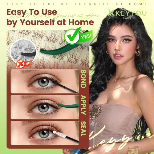 Miniatura 8 de KEYYOU Brown Velure - Kit de racimos de pestañas de terciopelo – Natural Wispy C Curl Manga 0.315-0.630 in, kit de extensión de pestañas incluye