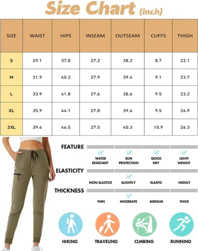 Miniatura 6 de Pantalones deportivos versátiles de senderismo para mujer, de secado rápido, con bolsillos tipo cargo, para atletismo, entrenamiento, ropa