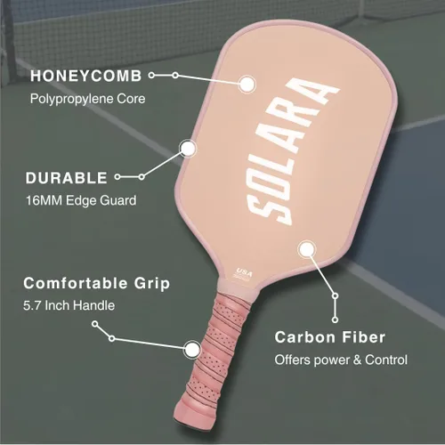Miniatura 3 de Solara '94 Legacy Pickleball - Núcleo de fibra de carbono de 0.630 in para control y potencia, aprobado por Pickleball de Estados Unidos goma