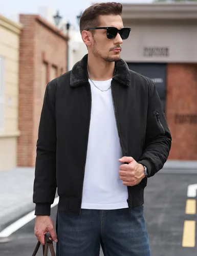 Miniatura 2 de TACVASEN Chaqueta bomber para hombre, chaqueta acolchada de invierno, repelente al agua, resistente al viento, chaqueta acolchada gruesa y cálida