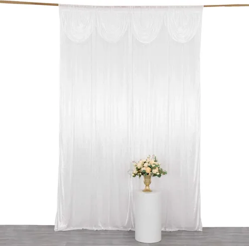 Efavormart - Cortina de satén plisada de doble cortina blanca para fotos de boda, panel de cortina brillante para fiestas, 10 x 10 pies