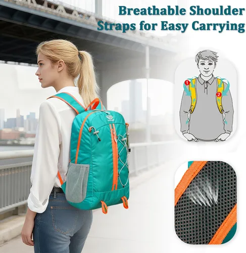 Miniatura 5 de Mochila plegable ultraligera resistente al agua para viajes, campamento al aire libre, 25L, 5