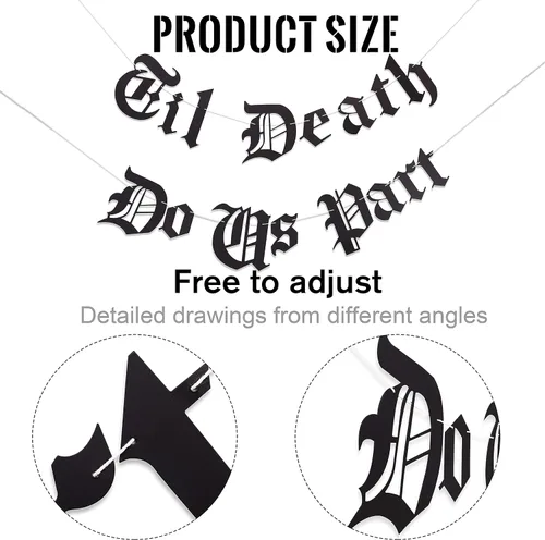 Miniatura 2 de Cartel de letra gótica con texto en inglés "Til Death Do Us Part", cartel de cumpleaños en inglés antiguo, boda, aniversario, San Valentín